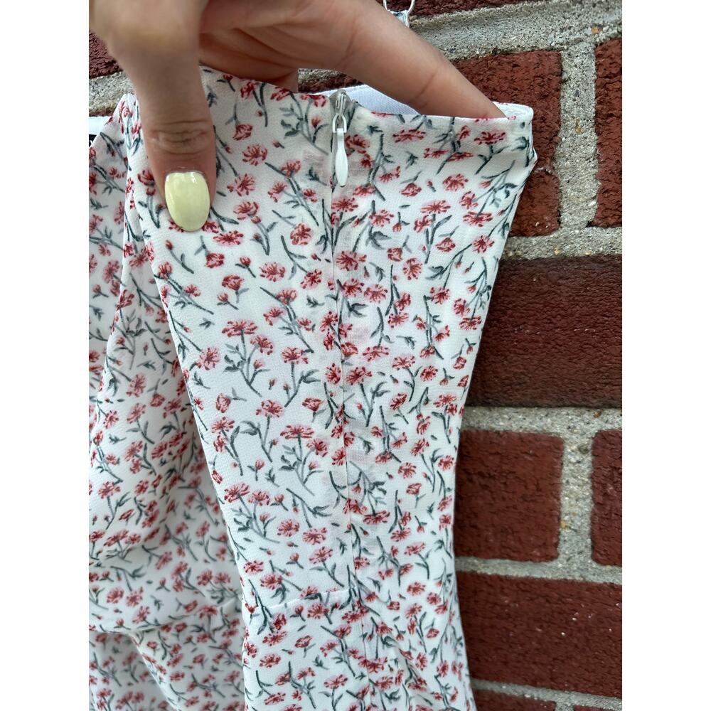 Nasty Gal Floral Mini Dress White Pink Ditsy Print Spaghetti Strap Size US 4 - Picture 4 of 6